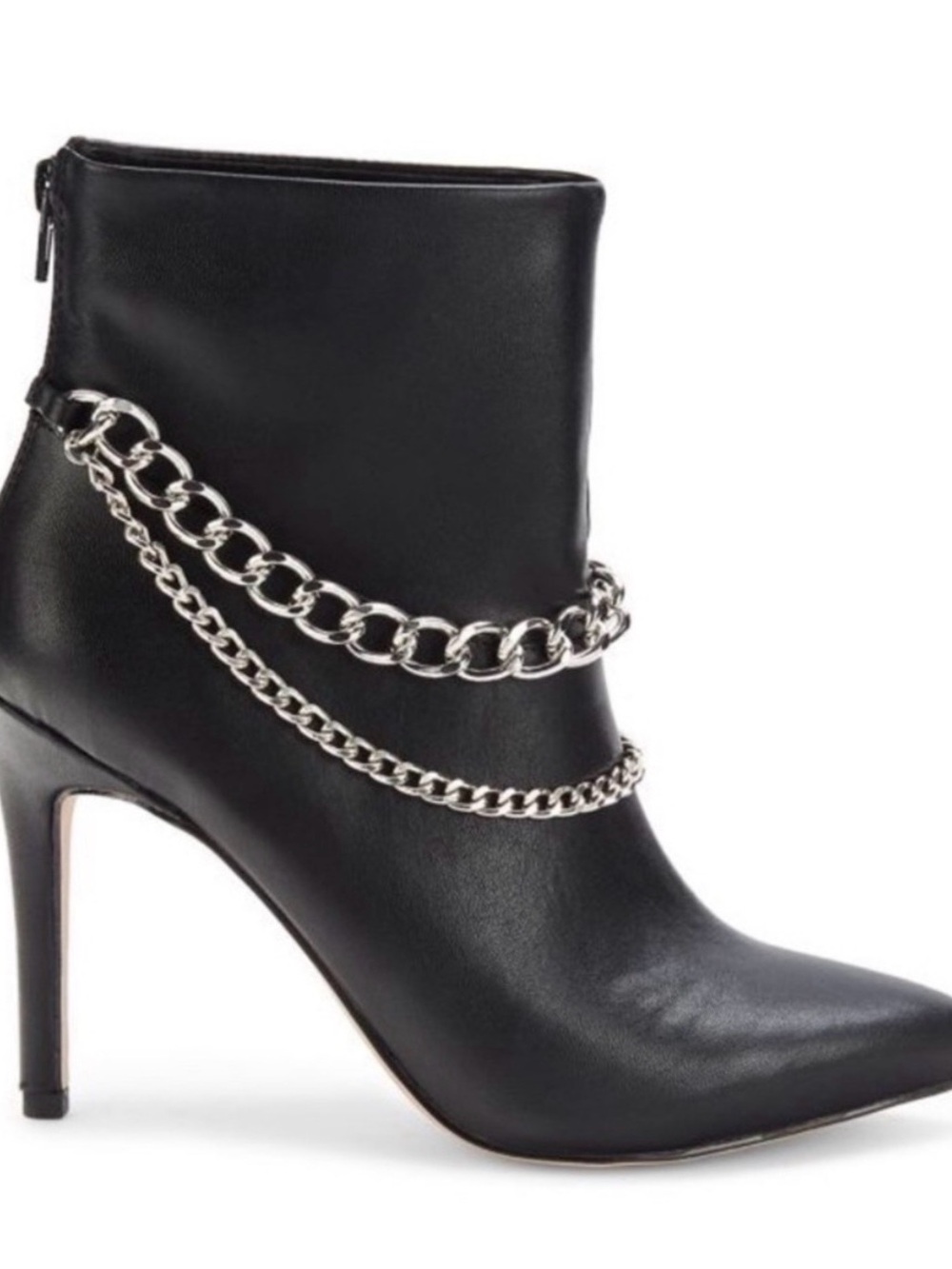 BCBGeneration Black Ankle Boot with Silver Chain Detail